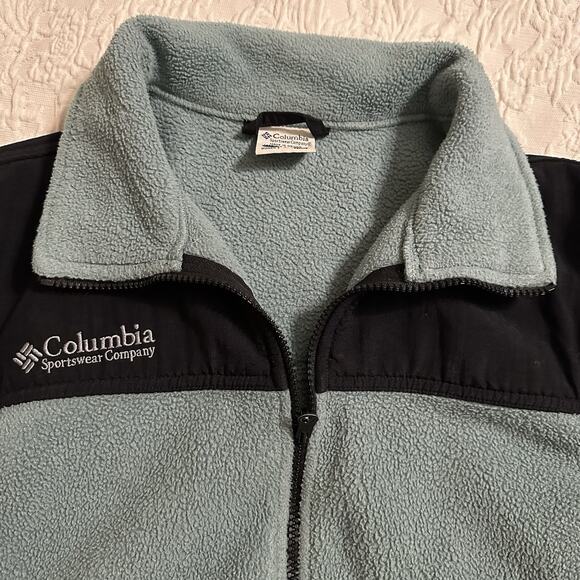 Columbia‎ Titanium Two Tone Fleece Zip Black And Light Green Fleece Women Medium - Picture 2 of 10
